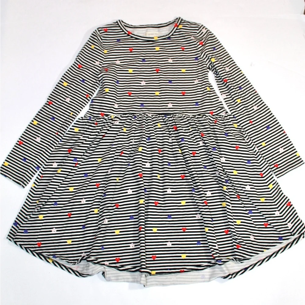 Tucker + Tate Striped Long SleeveDress with Multi-Color Heart Print